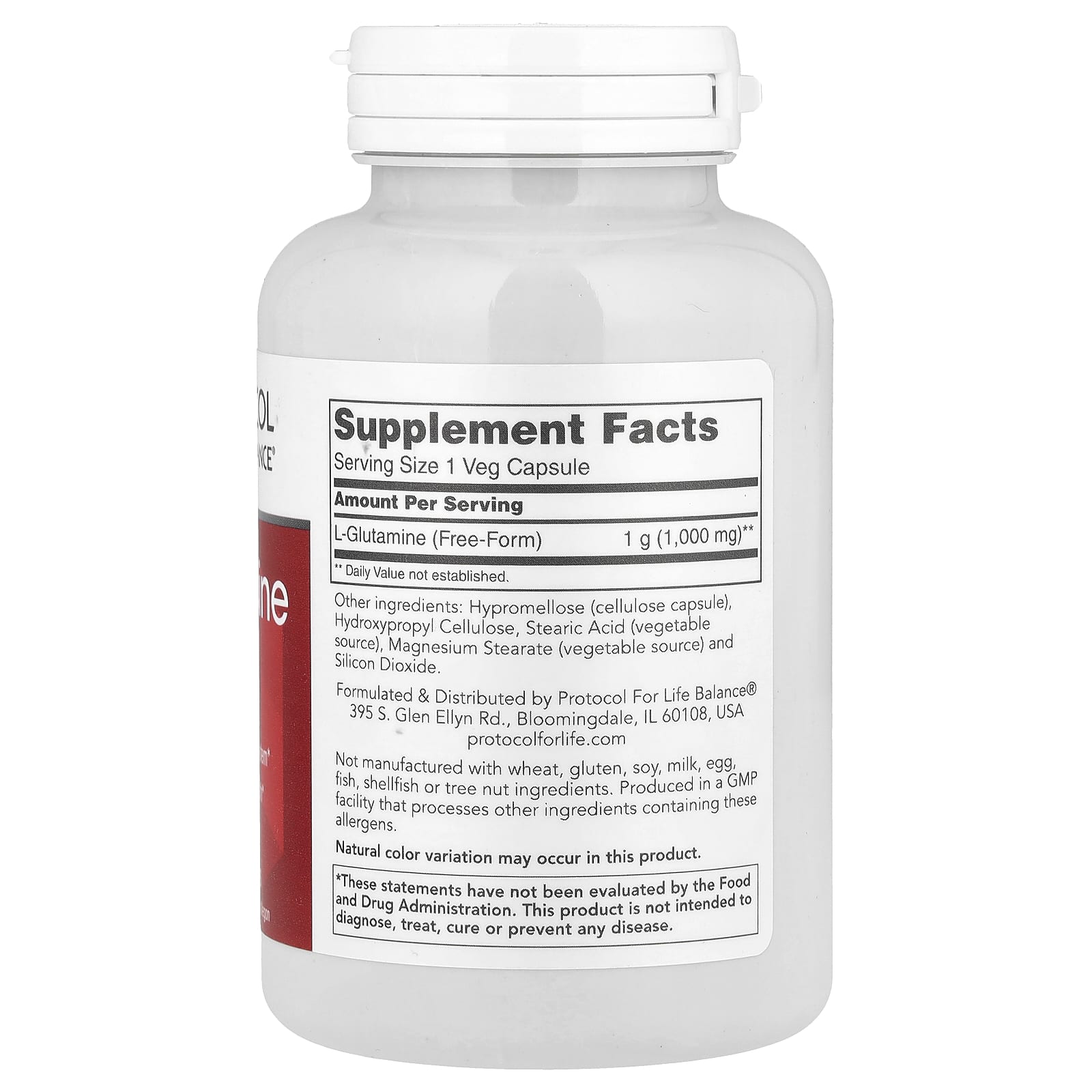Protocol for Life Balance, L-Glutamine, 1,000 mg, 120 Veg Capsules