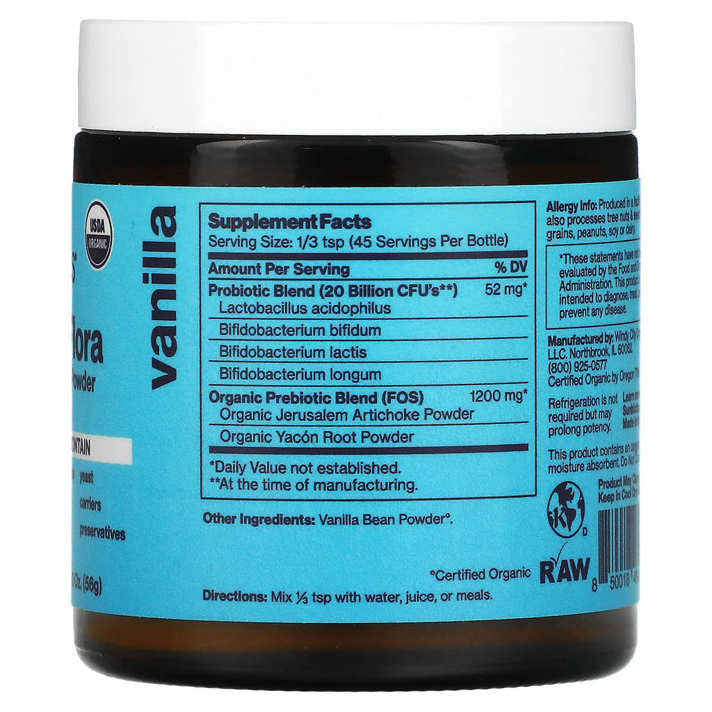 Sunbiotics, Friendlier Flora Probiotic & Prebiotic Powder, Vanilla, 2 oz (56 g)