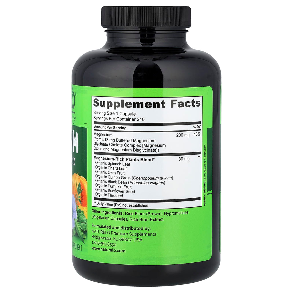 NATURELO, Magnesium Glycinate Chelate Complex, 240 Vegetarian Capsules