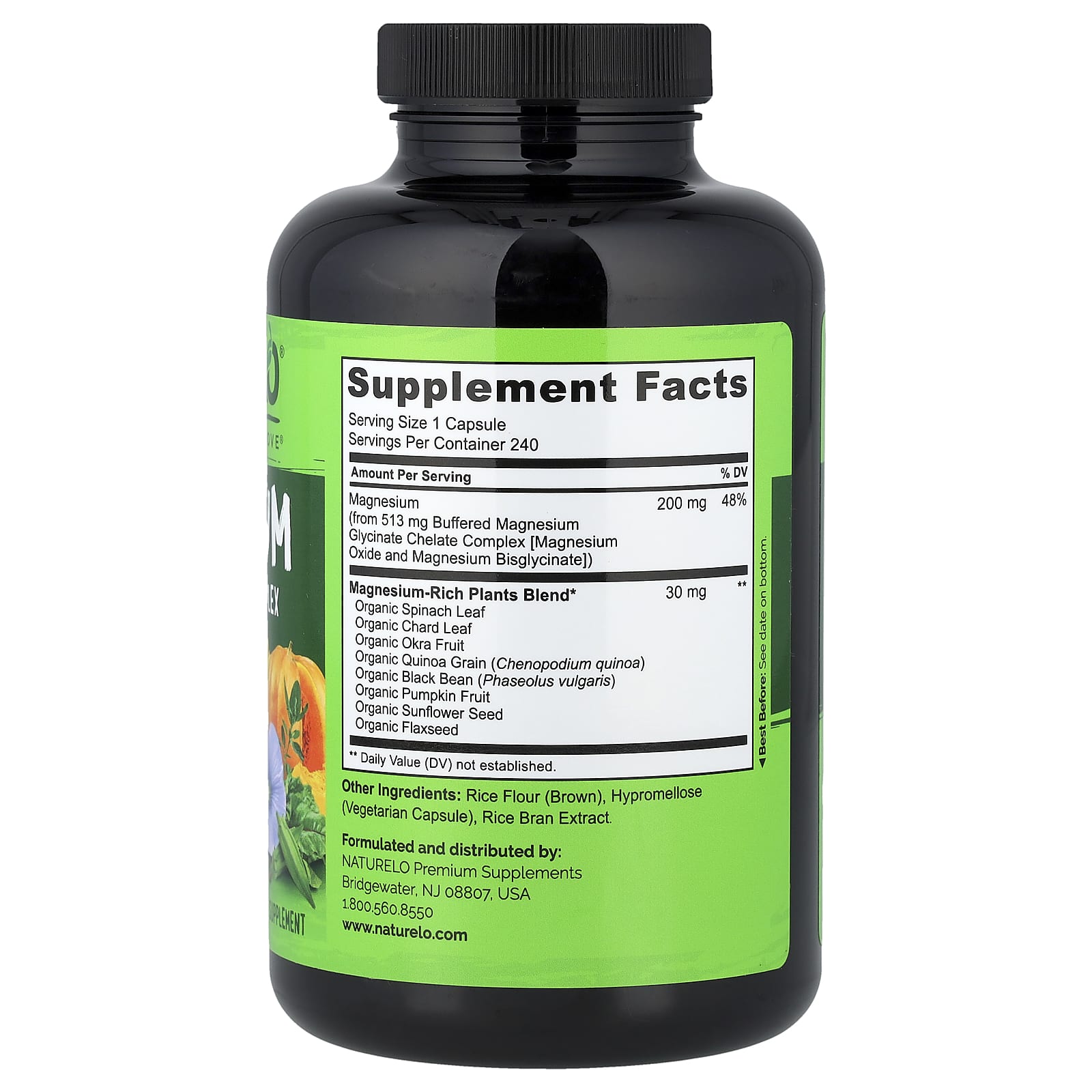 NATURELO, Magnesium Glycinate Chelate Complex, 240 Vegetarian Capsules