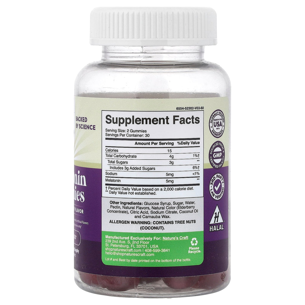 Nature's Craft, Melatonin Gummies, Strawberry, 60 Gummies