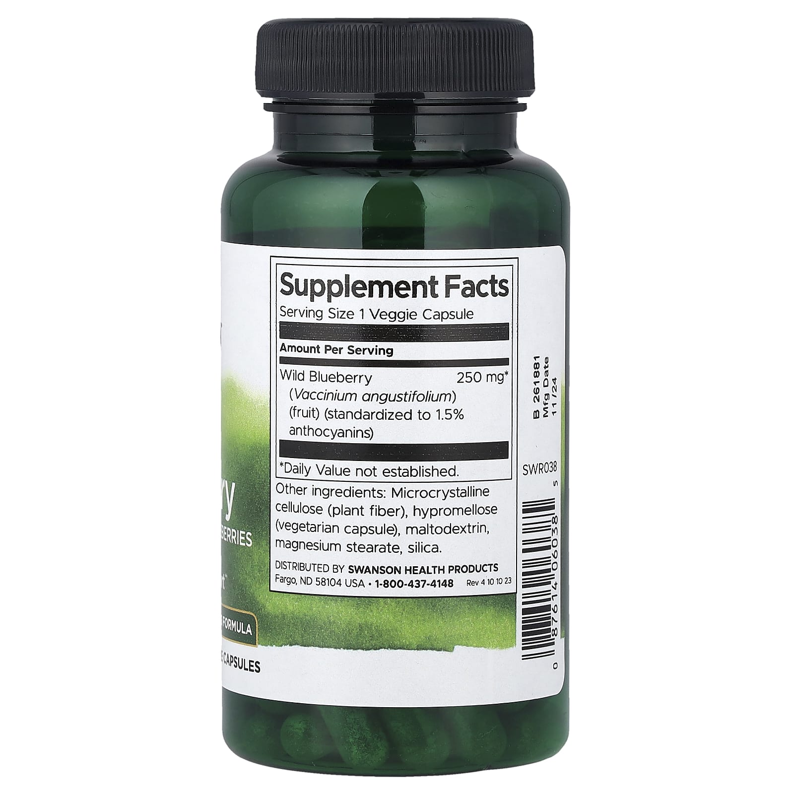 Swanson, Wild Blueberry with Whole Wild Blueberries, 250 mg, 90 Veggie Capsules