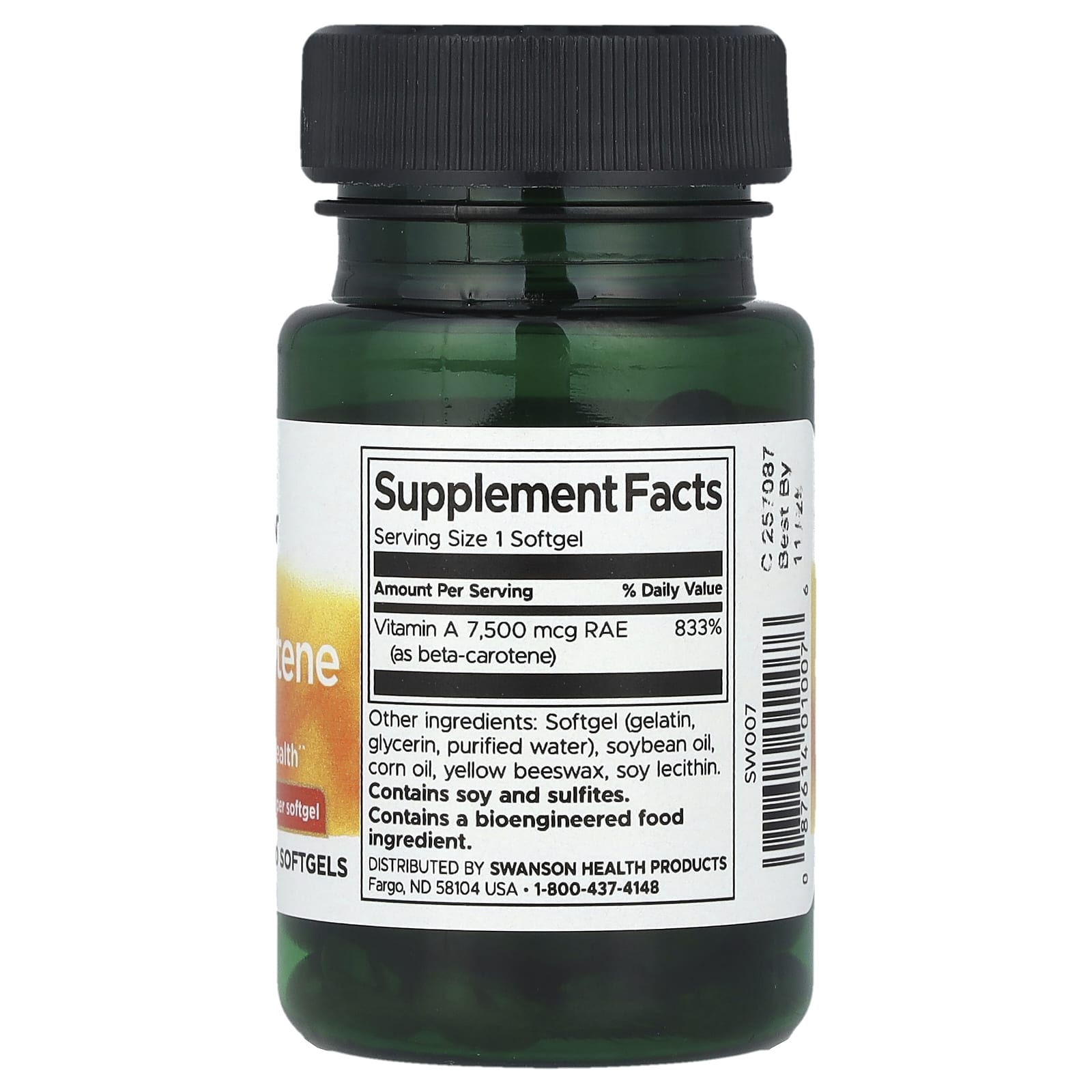 Swanson, Beta Carotene, 25,000 IU (7,500 mcg RAE), 100 Softgels