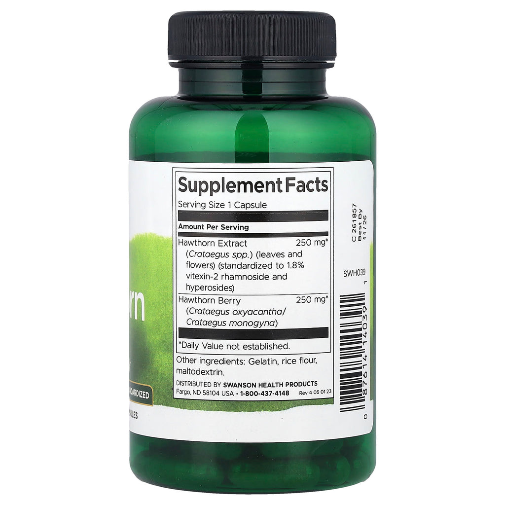 Swanson, Hawthorn, Standardized, 120 Capsules