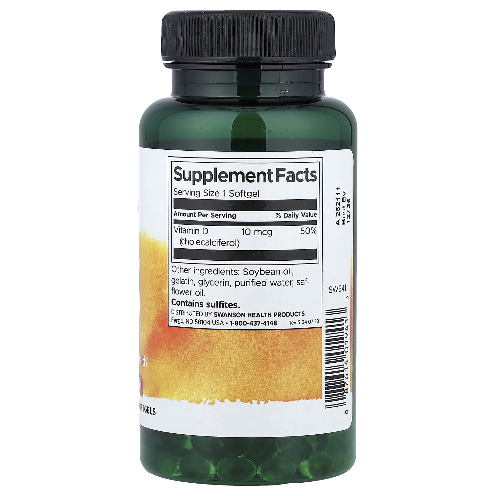 Swanson, Vitamin D3, 10 mcg (400 IU), 250 Softgels