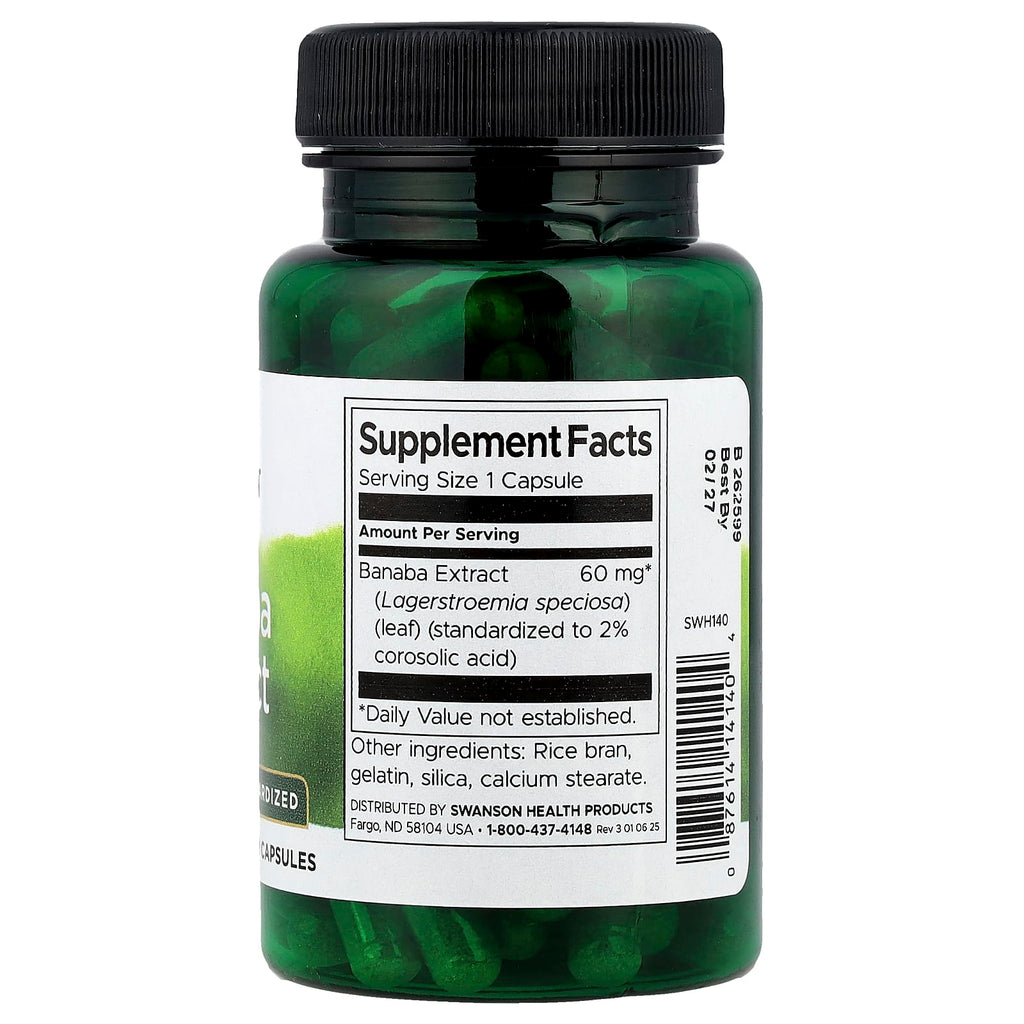 Swanson, Banaba Extract, 90 Capsules (60 mg per Capsule)