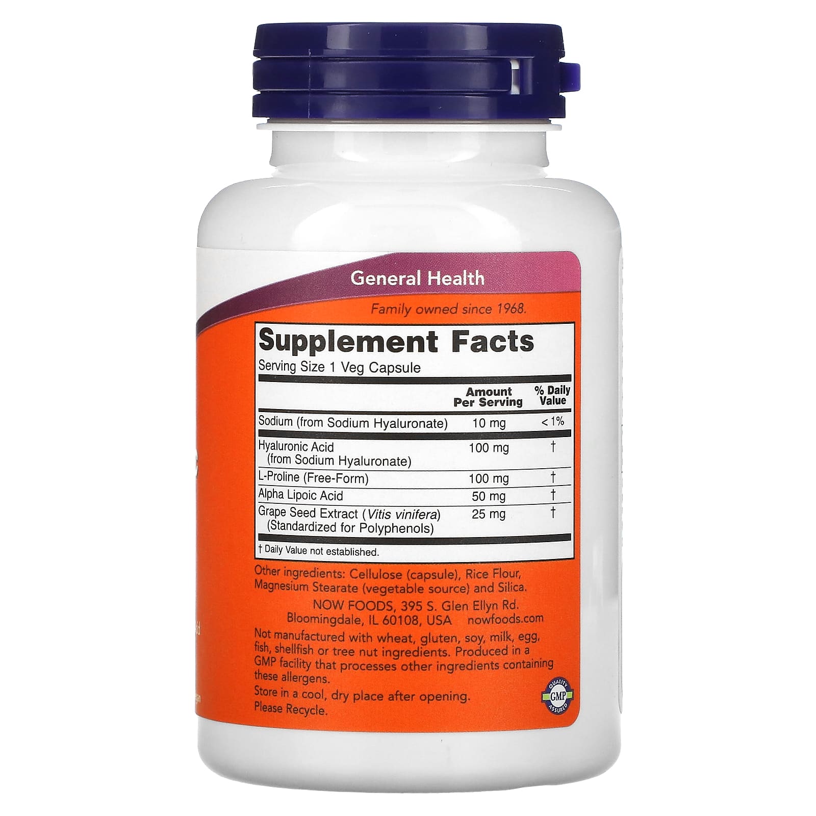 NOW Foods, Hyaluronic Acid, 100 mg, 120 Veg Capsules