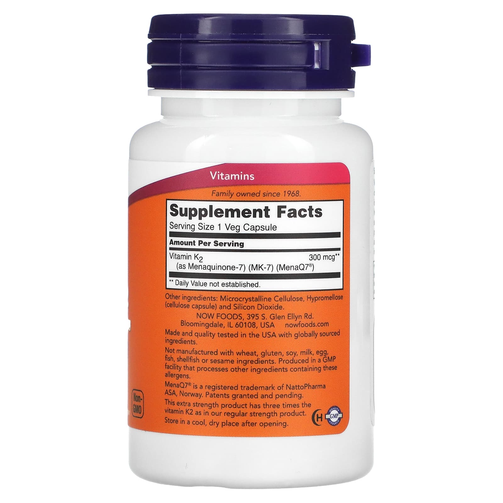 NOW Foods, MK-7 Vitamin K-2, 300 mcg, 60 Veg Capsules