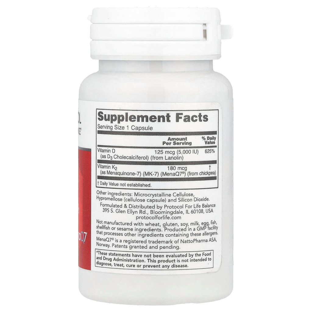 Protocol for Life Balance, K2 MK-7 & D3, 60 Capsules