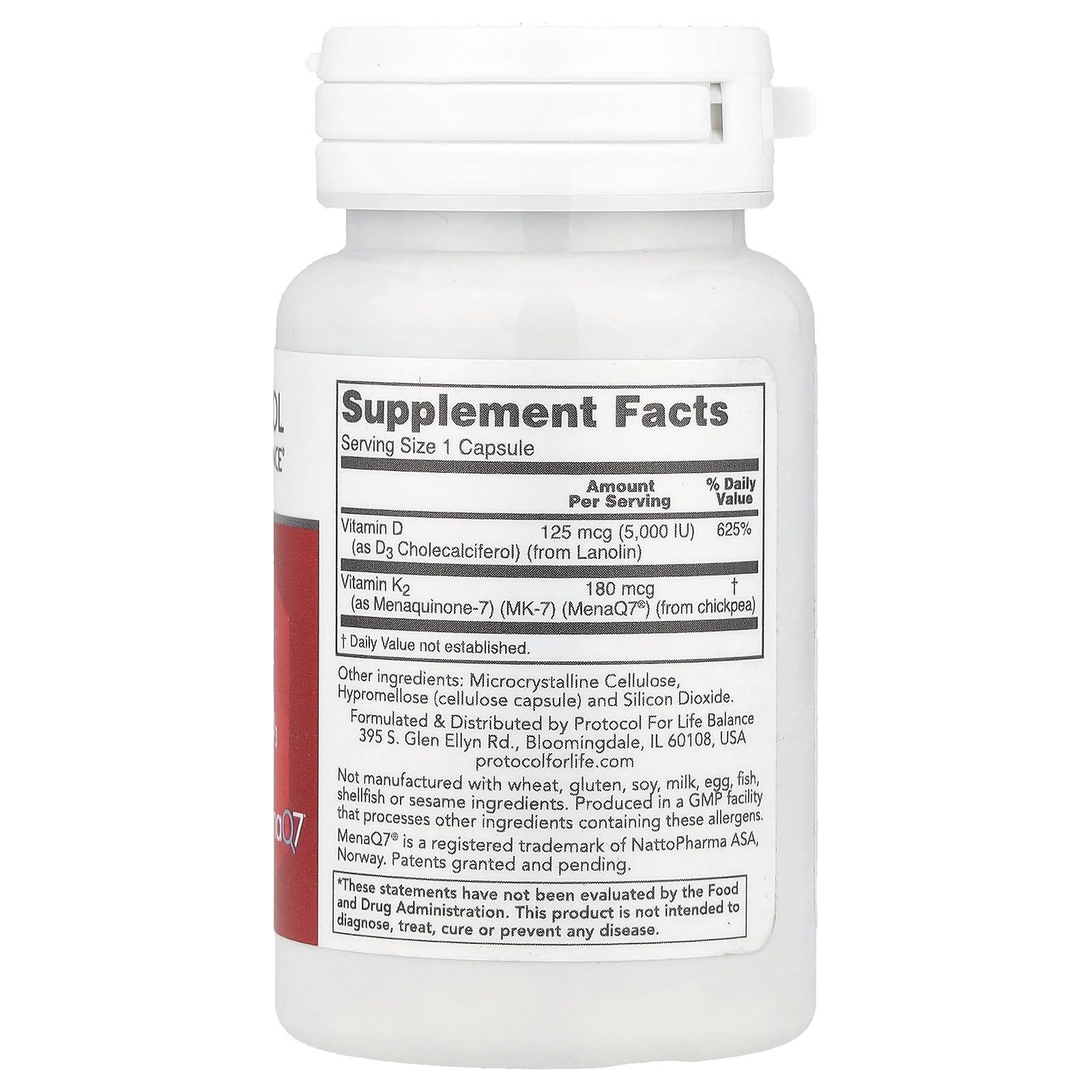 Protocol for Life Balance, K2 MK-7 & D3, 60 Capsules