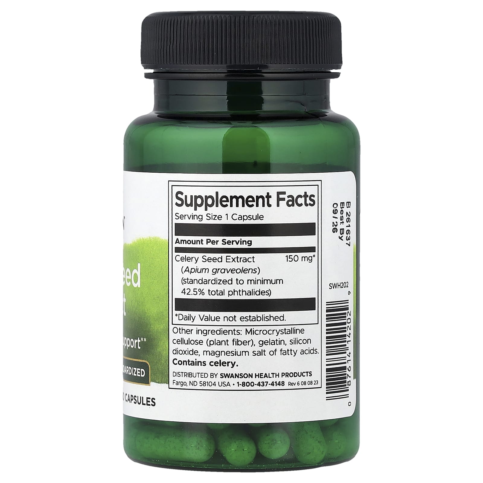 Swanson, Celery Seed Extract, Maximum Strength, 60 Capsules (150 mg per Capsule)