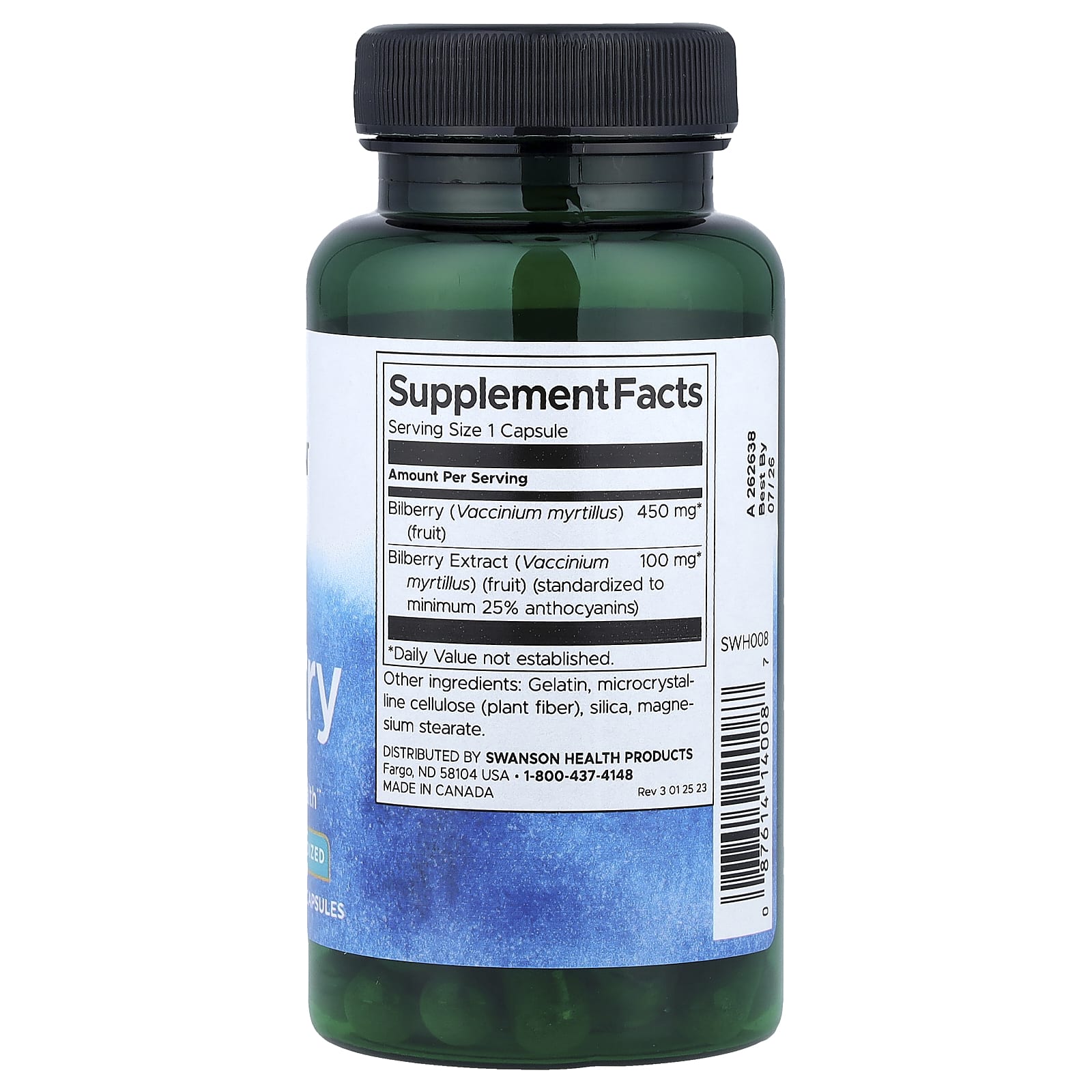 Swanson, Bilberry, Standardized, 60 Capsules