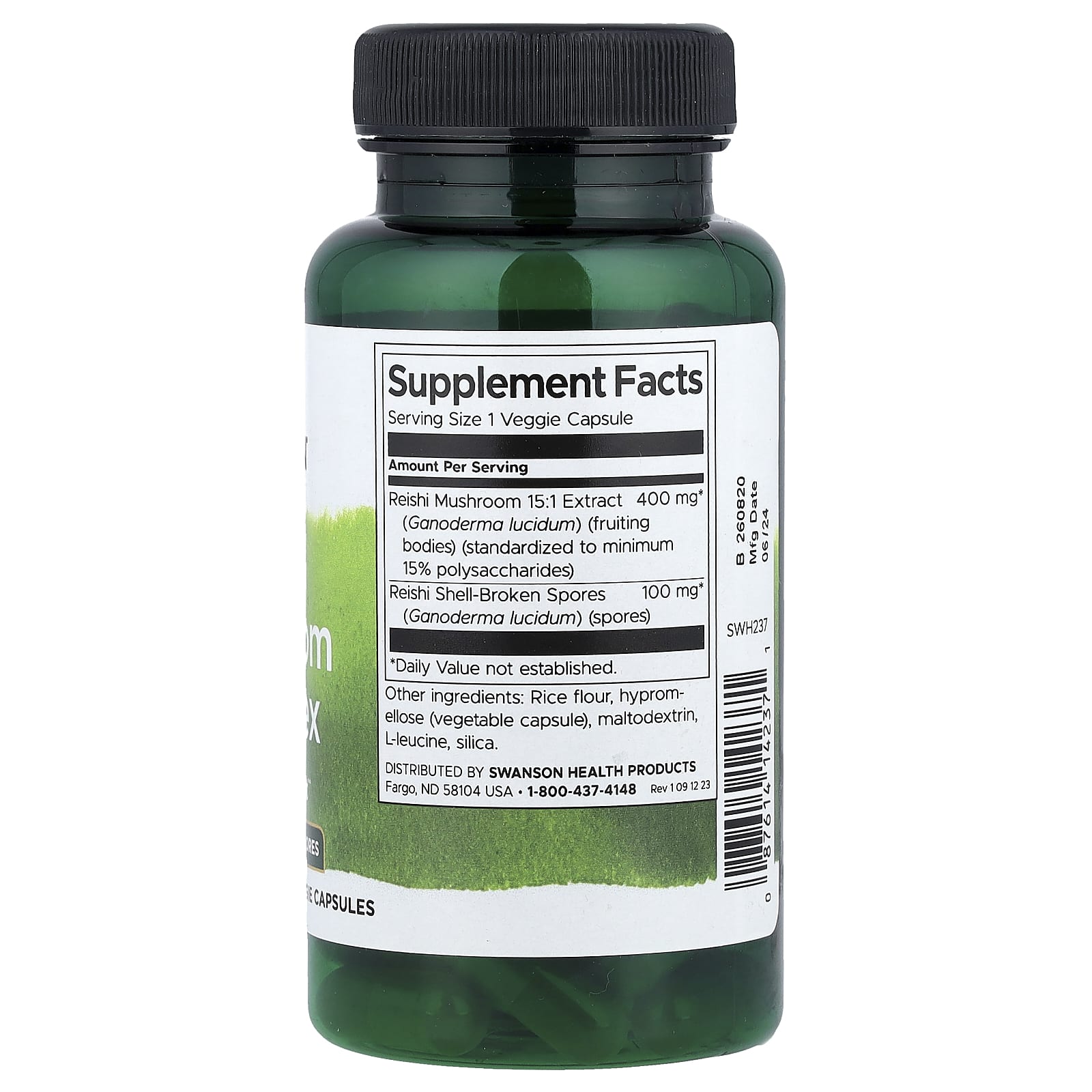 Swanson, Reishi Mushroom Complex with Shell-Broken Spores, 60 Veggie Capsules