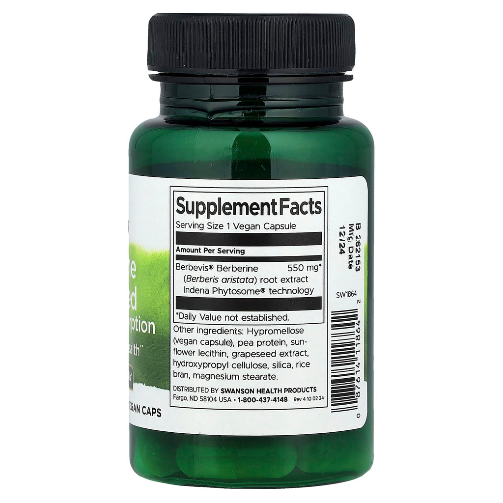 Swanson, Berberine Advanced Enhanced Absorption, 30 Vegan Caps (550 mg per Capsule)