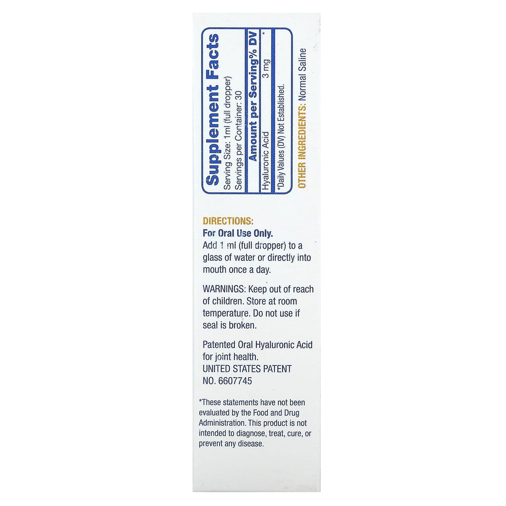 Hyalogic, Hyaluronic Acid For Joint, Skin & Eyes, Synthovial Seven, 1 oz (30 ml)