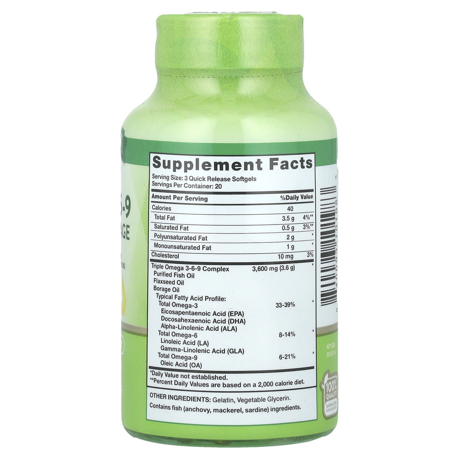 Nature's Truth, Triple Omega 3-6-9, Fish, Flax, Borage, 60 Quick Release Softgels