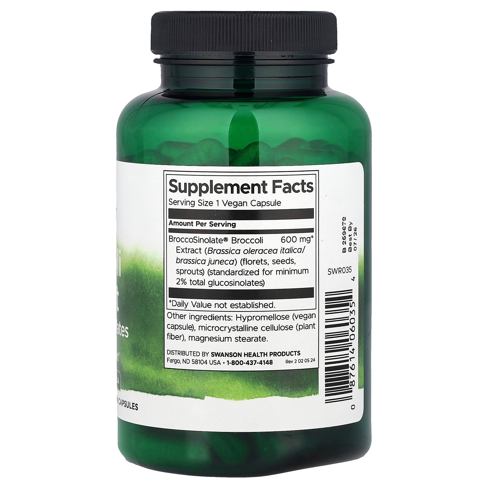 Swanson, Broccoli Extract with Glucosinolates, 120 Vegan Capsules (600 mg per Capsule)