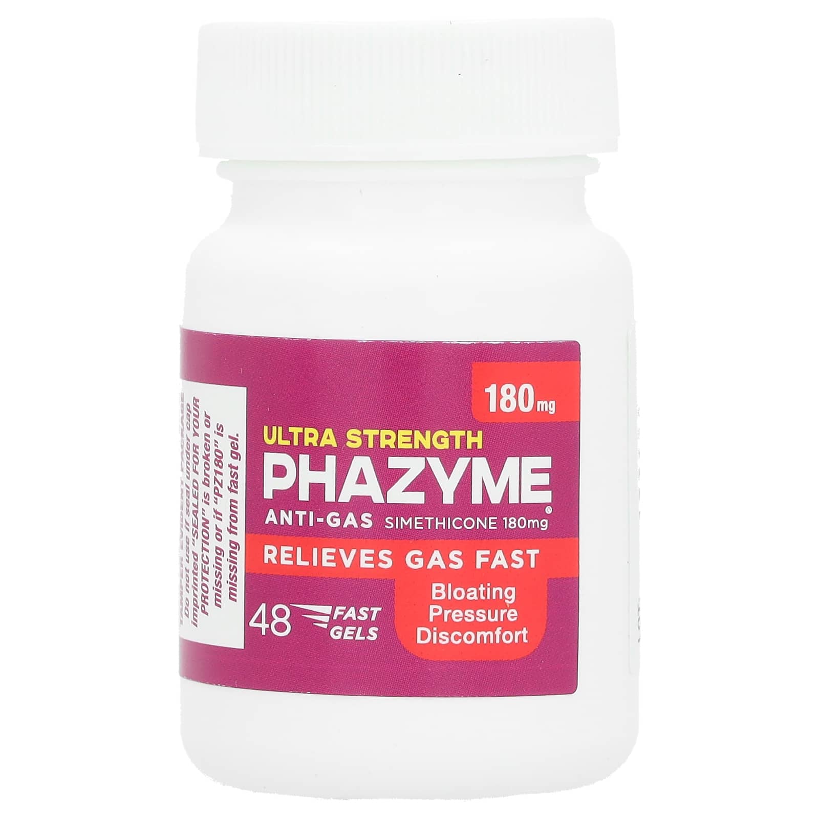Phazyme, Anti-Gas Simethicone, Ultra Strength, 180 mg, 48 Fast Gels