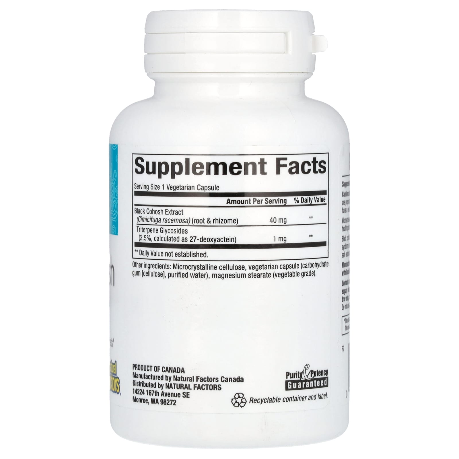 Natural Factors, WomenSense®, Black Cohosh Extract, Menopause Relief, 90 Vegetarian Capsules