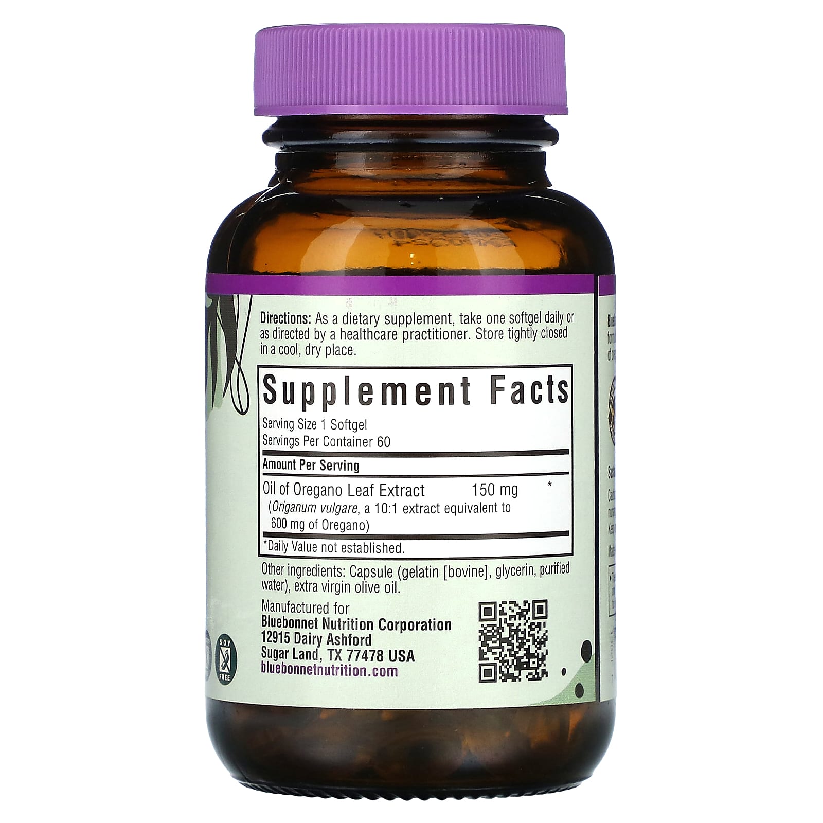 Bluebonnet Nutrition, Oil of Oregano, Leaf Extract, 60 Softgels (150 mg per Softgel)