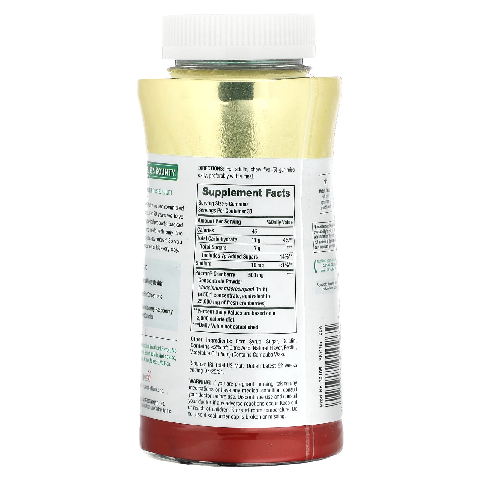 Nature's Bounty, Cranberry Gummies, Cranberry-Raspberry, 150 Gummies (100 mg per Gummy)