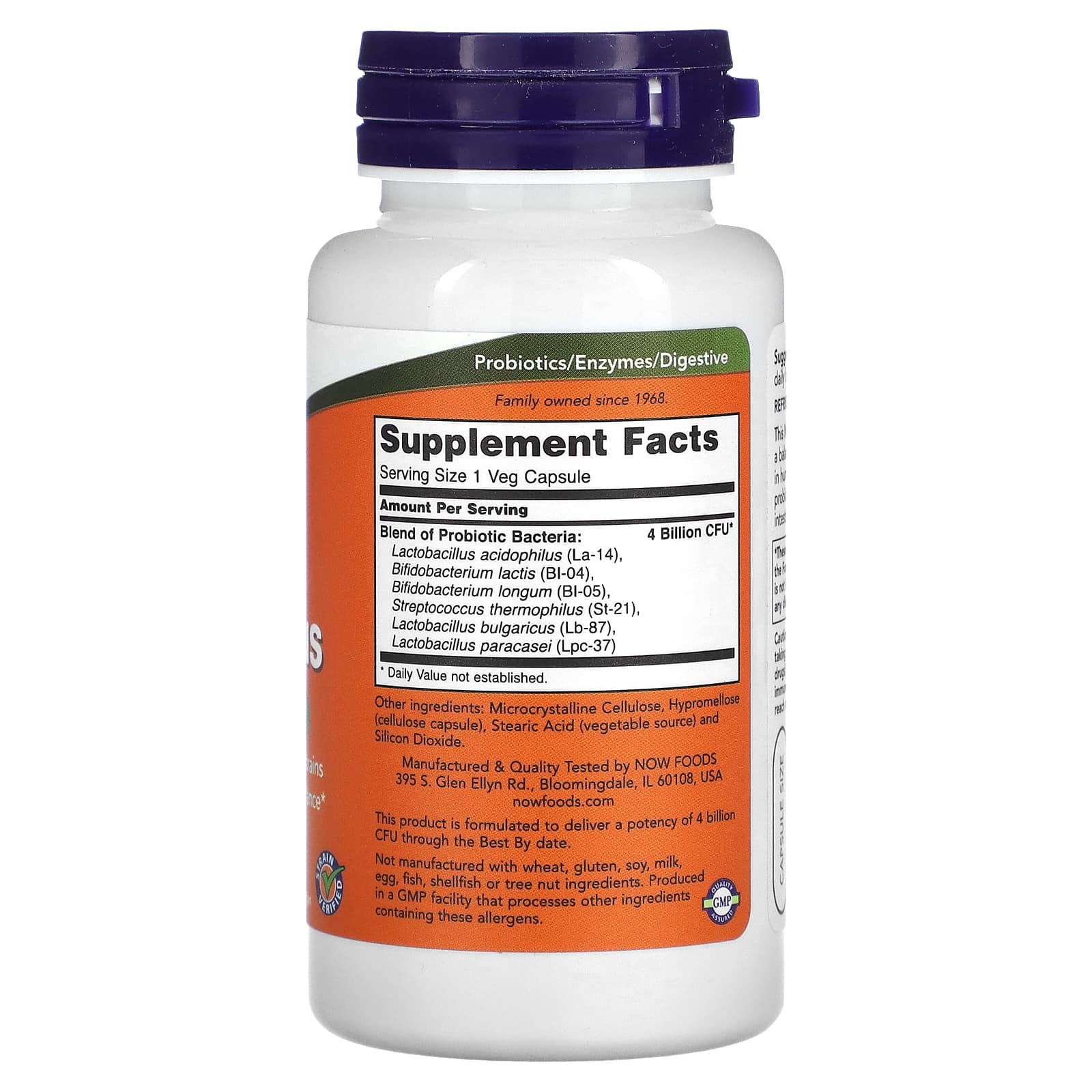 NOW Foods, 4x6 Acidophilus, 120 Veg Capsules