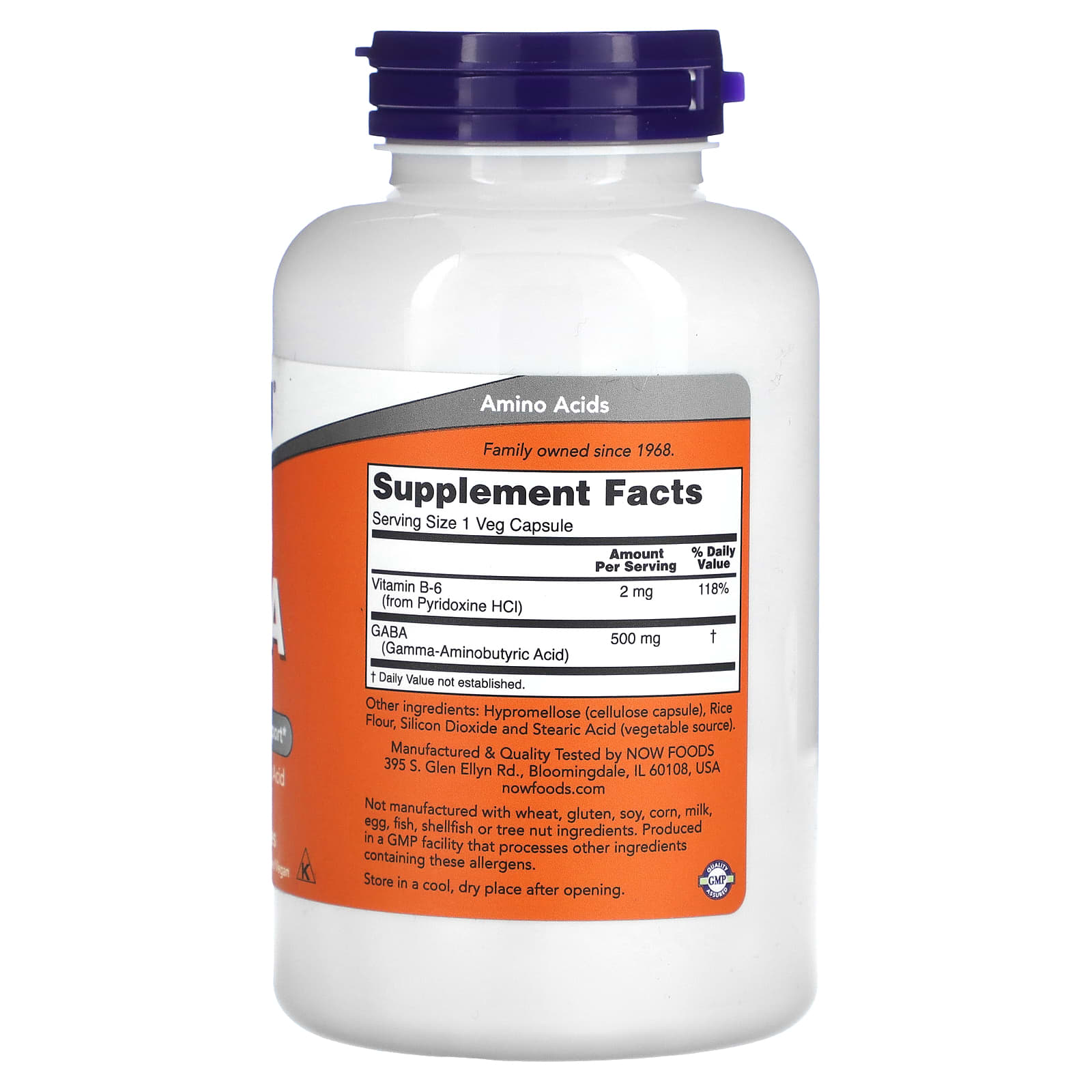 NOW Foods, GABA with Vitamin B-6, 500 mg, 200 Veg Capsules