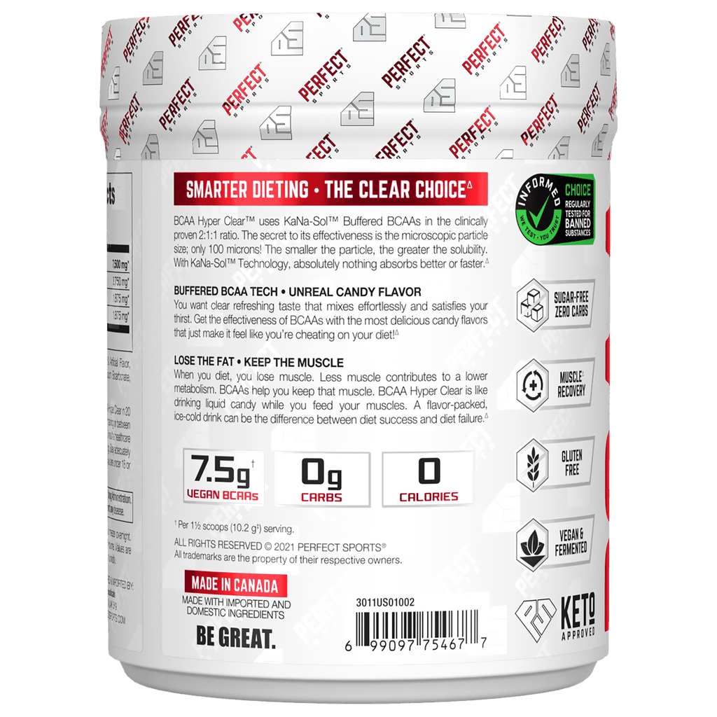 PERFECT Sports, BCAA Hyper Clear, Intense Blue Raspberry, 10.8 oz (306 g)