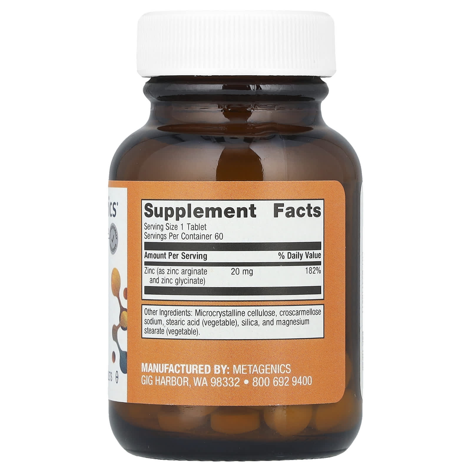 Metagenics, Zinc A.G.™, 20 mg, 60 Tablets