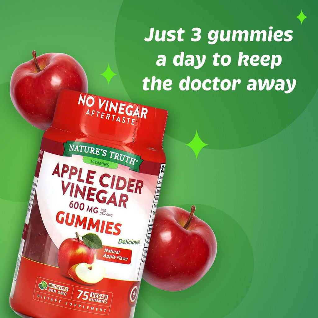 Nature's Truth, Apple Cider Vinegar, Natural Apple, 75 Vegan Gummies (200 mg per Gummy)