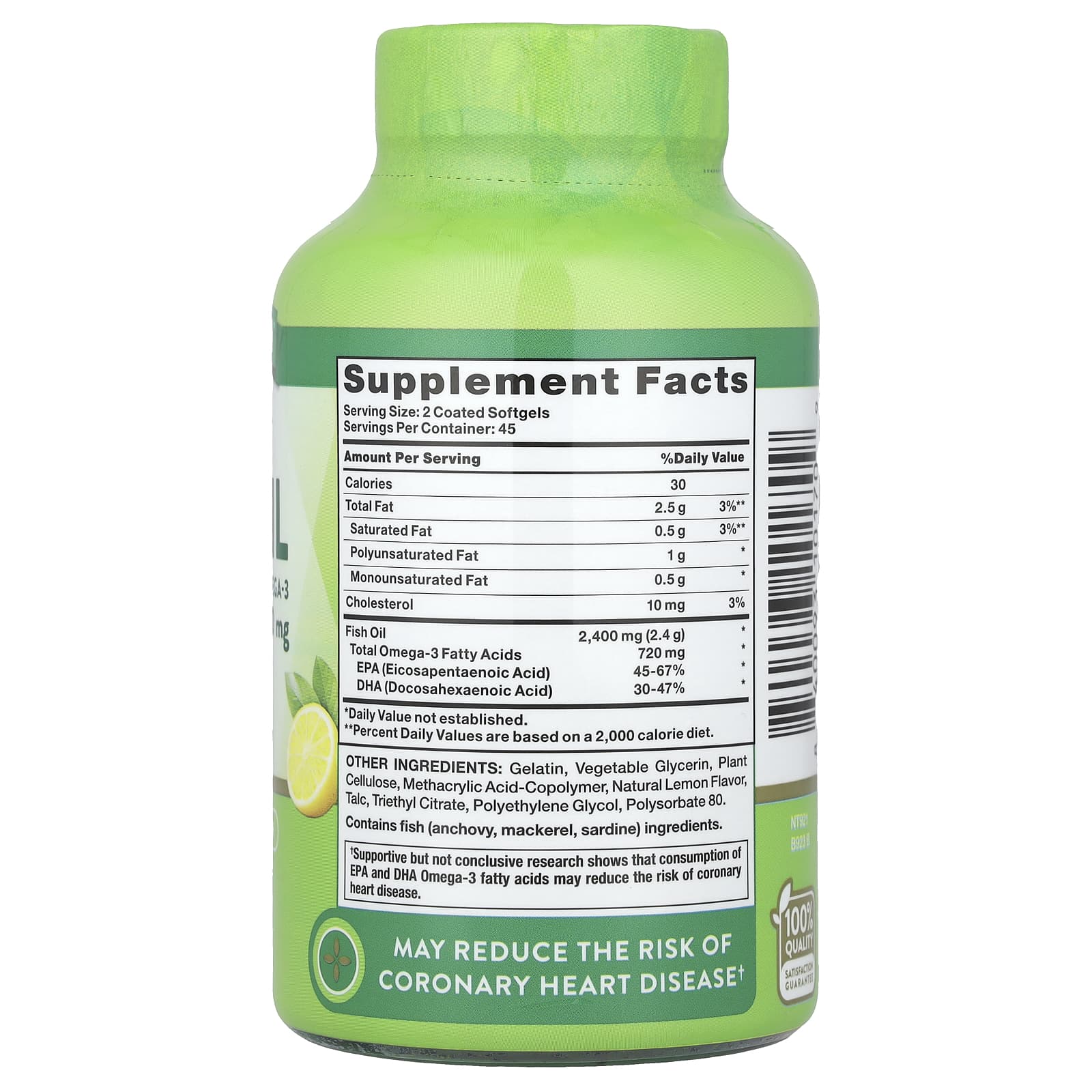 Nature's Truth, Fish Oil, Lemon, 90 Coated Softgels (1,200 mg per Softgel)