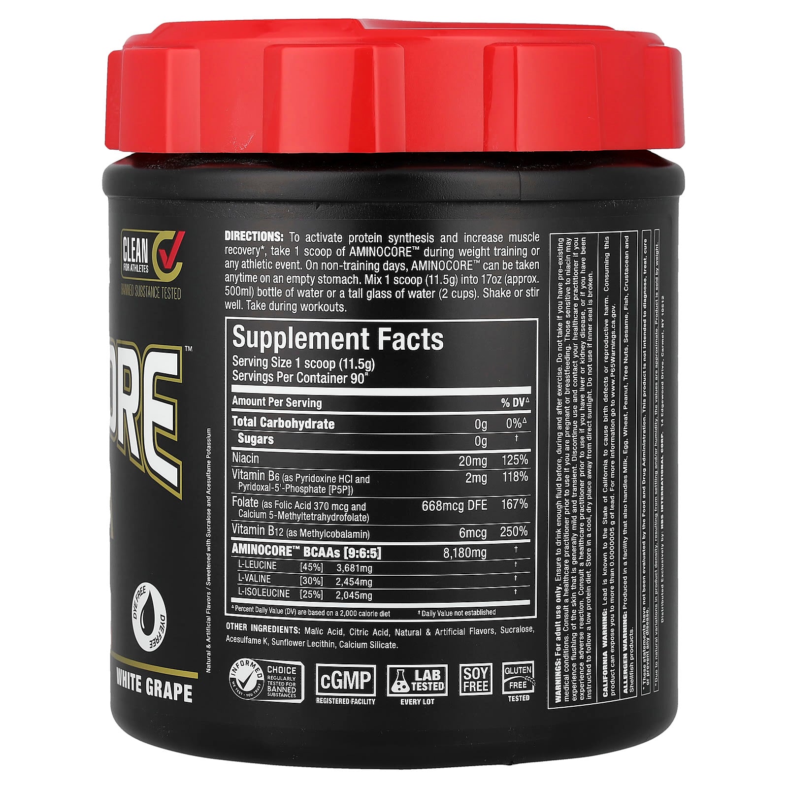 ALLMAX, AMINOCORE™ BCAA, White Grape, 2.1 lbs (945 g)