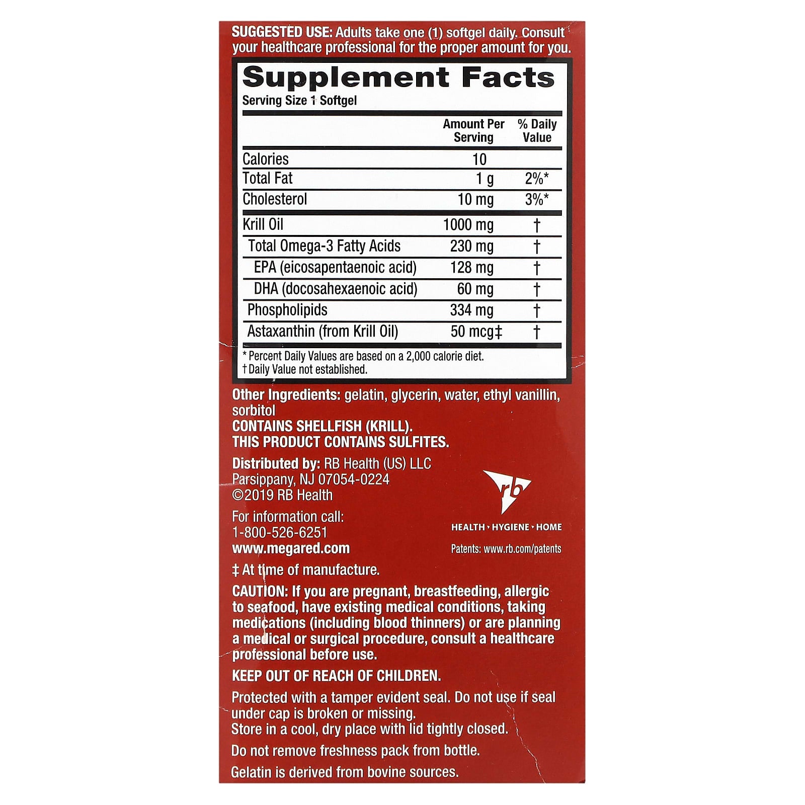 Schiff, MegaRed, Superior Omega-3 Krill Oil, Ultra Strength, 1,000 mg, 60 Softgels