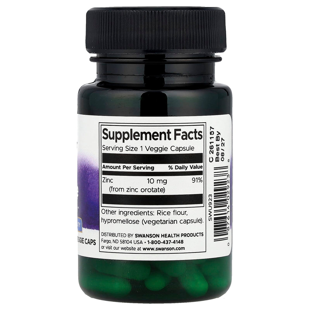 Swanson, Zinc Orotate, 60 Veggie Caps (10 mg per Cap)