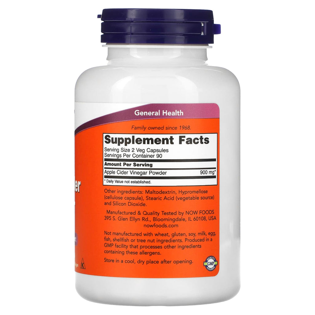 NOW Foods, Apple Cider Vinegar, 450 mg, 180 Veg Capsules