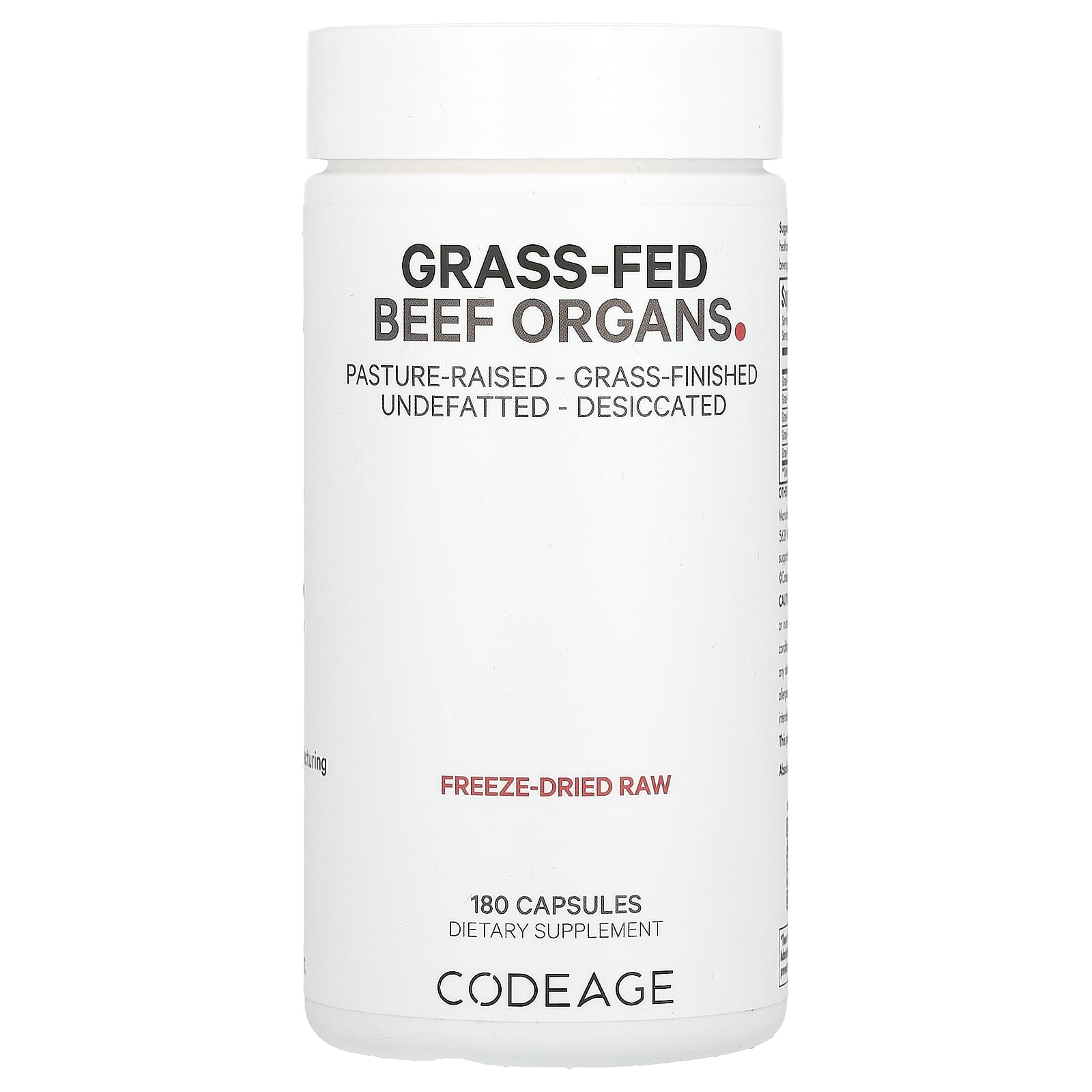 Codeage, Grass-Fed Beef Organs, 180 Capsules