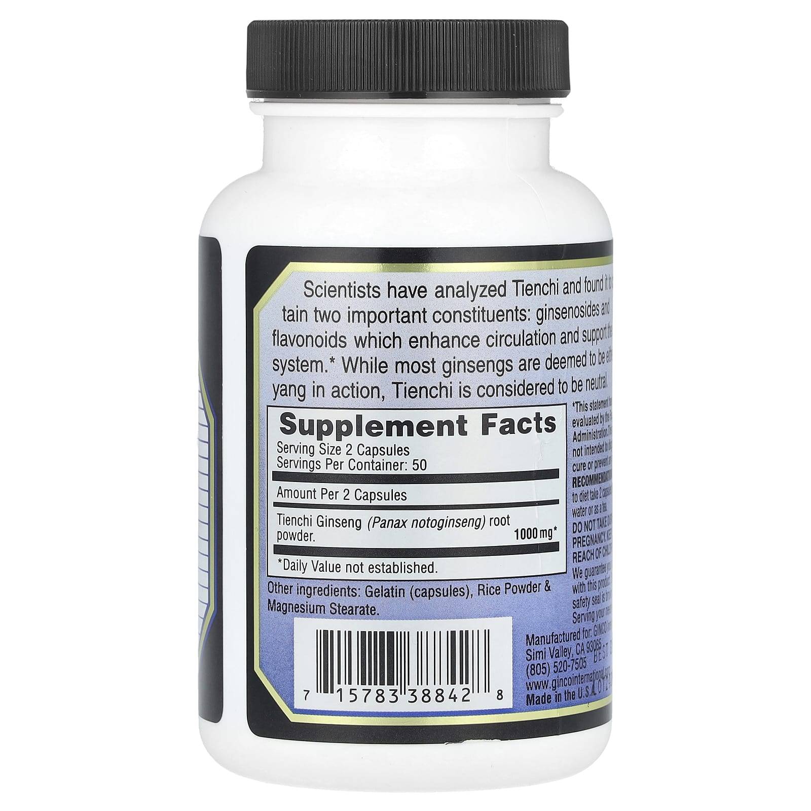 Imperial Elixir, Tienchi Ginseng, 100 Capsules (500 mg per Capsule)