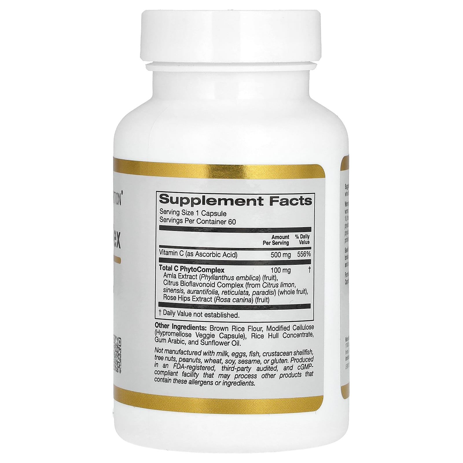 California Gold Nutrition, Total C Complex with Ascorbic Acid, Amla Extract, Citrus Bioflavonoids & Rose Hip Extract, 500 mg, 60 Veggie Capsules