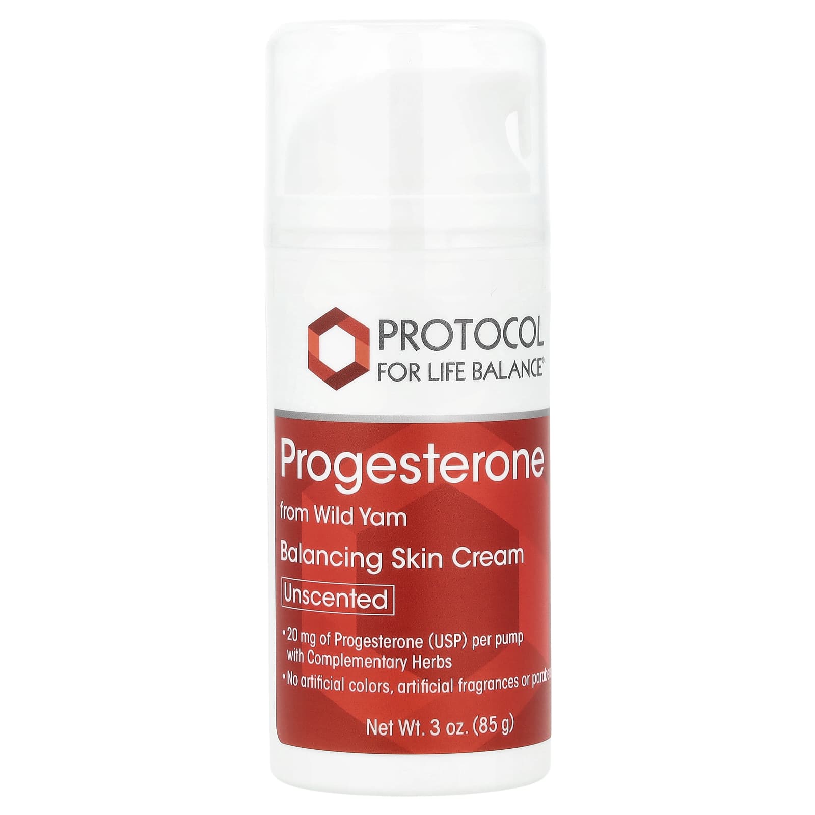 Protocol for Life Balance, Progesterone, Balancing Skin Cream, Unscented, 3 oz (85 g)