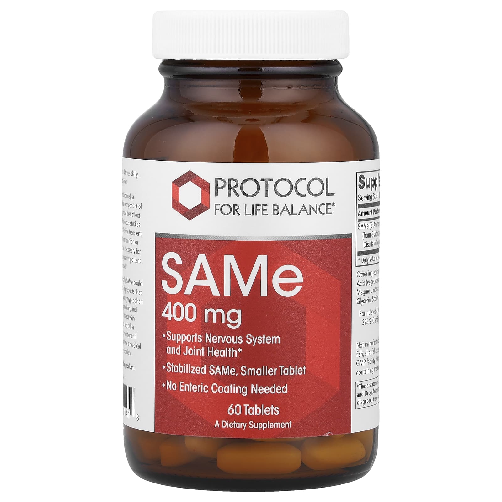 Protocol for Life Balance, SAMe, 400 mg, 60 Tablets
