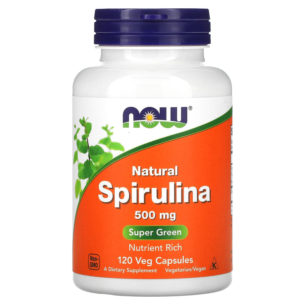 NOW Foods, Natural Spirulina, 500 mg, 120 Veg Capsules