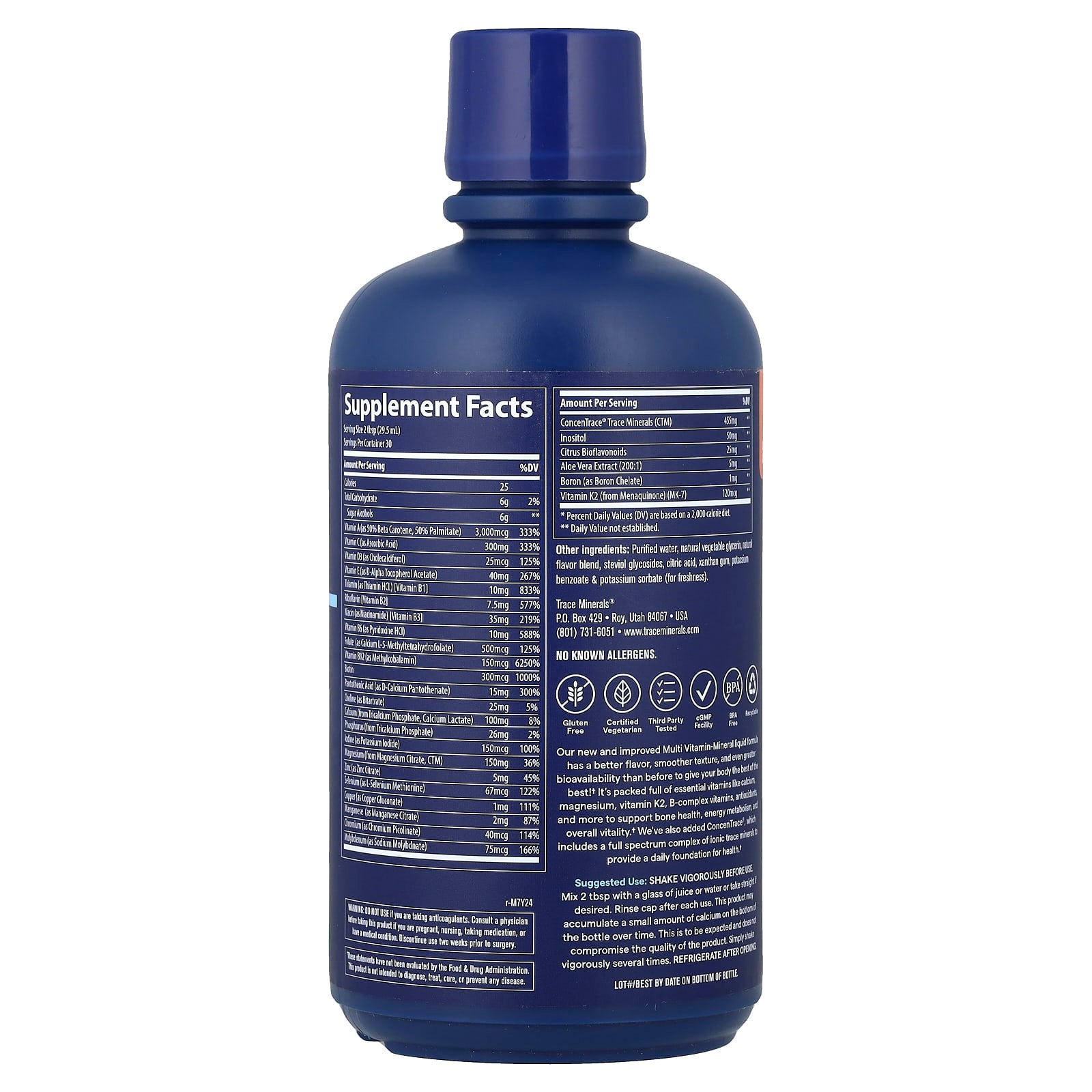 Trace, Multi Vitamin-Mineral, For Men & Women, Tropical Mixed Berry, 30 fl oz (887 ml)