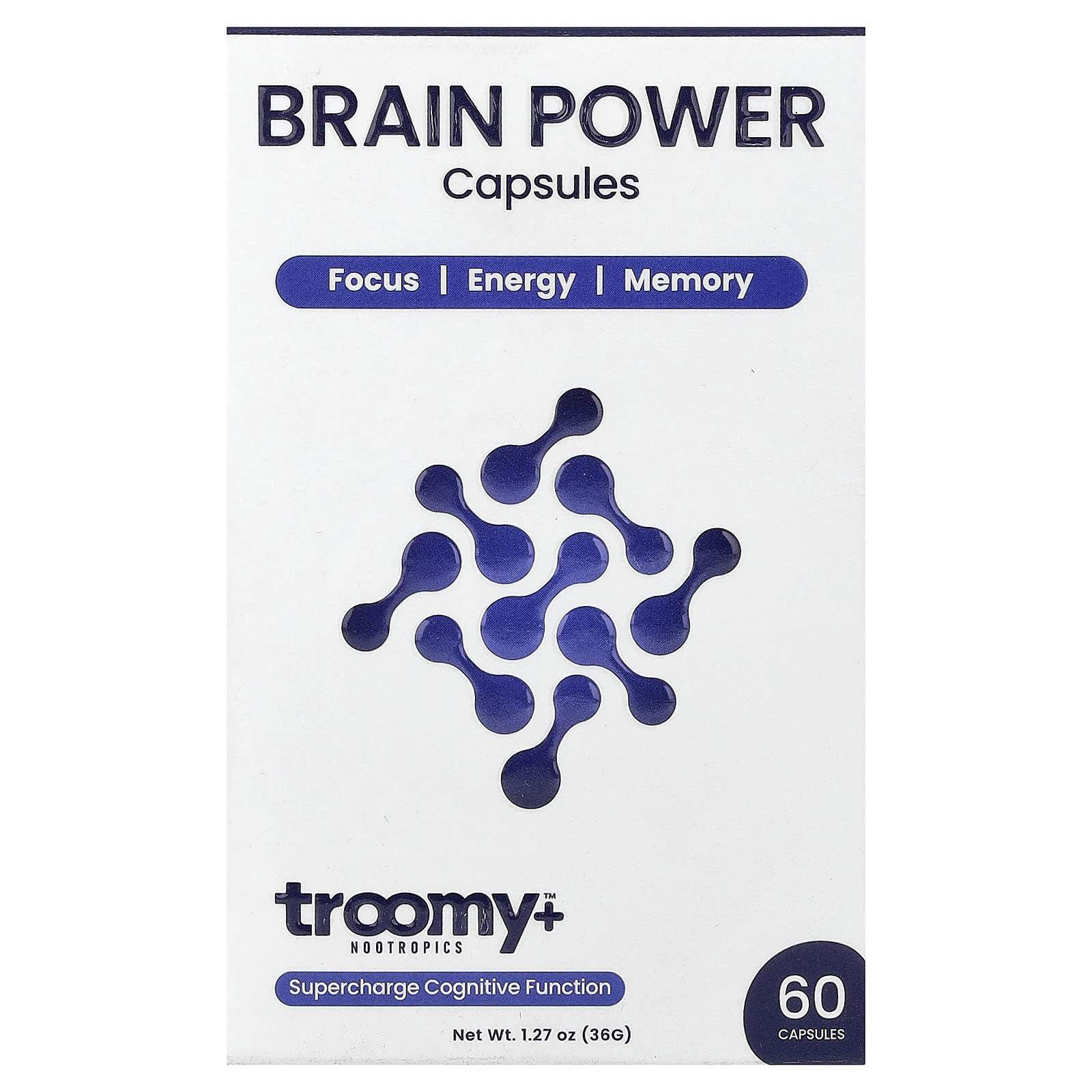Troomy Nootropics, Brain Power, 60 Capsules