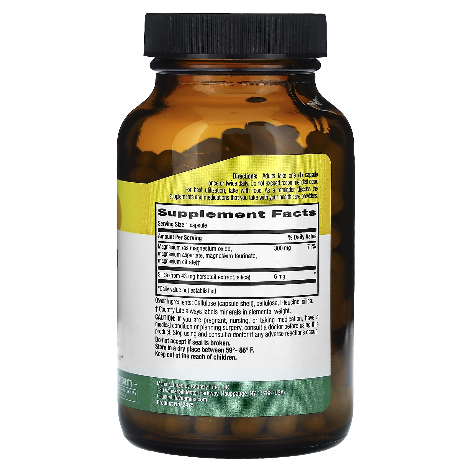 Country Life, Target-Mins, Magnesium Caps with Silica, 300 mg, 120 Vegan Capsules