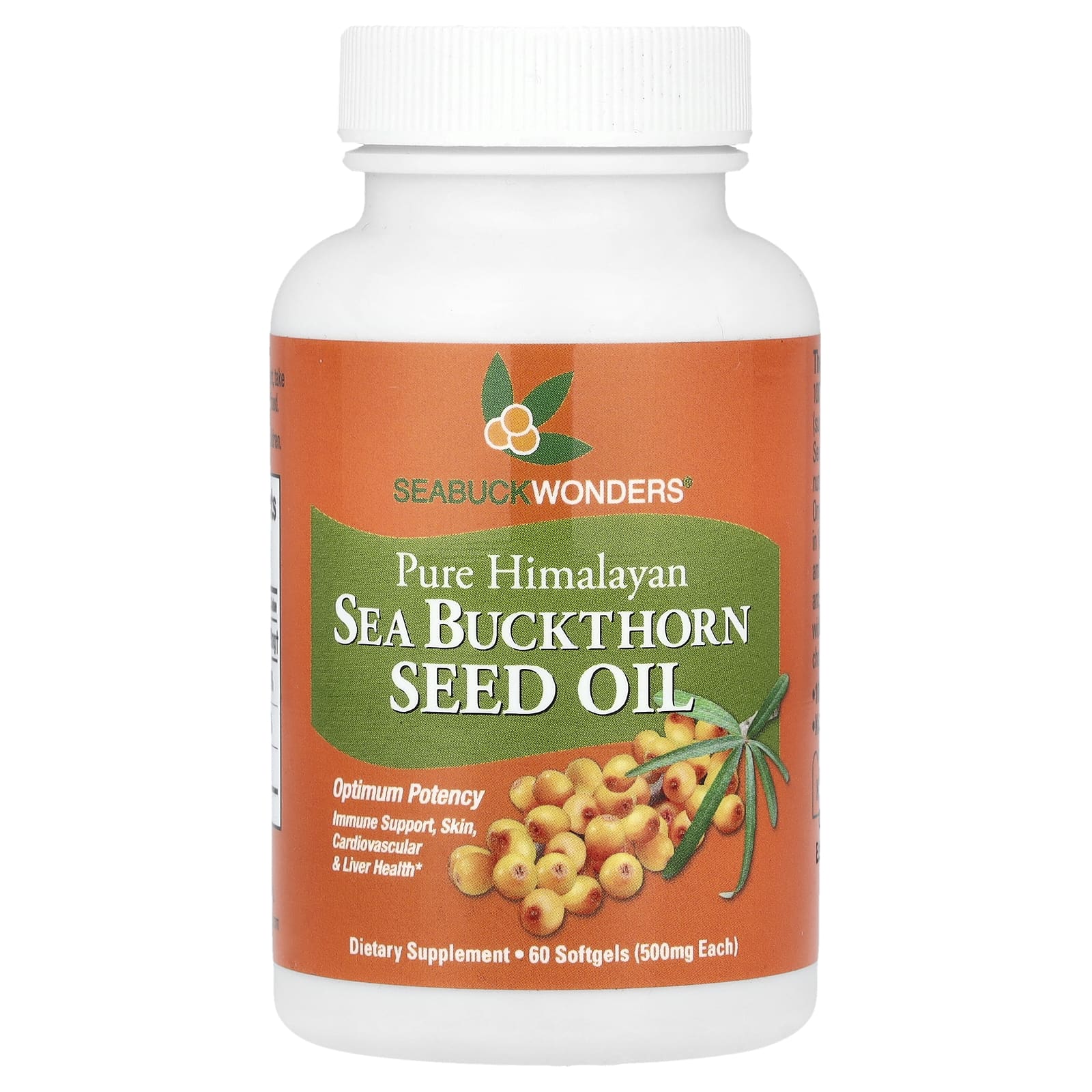 SeaBuckWonders, Sea Buckthorn Seed Oil, 60 Softgels (500 mg per Softgel)