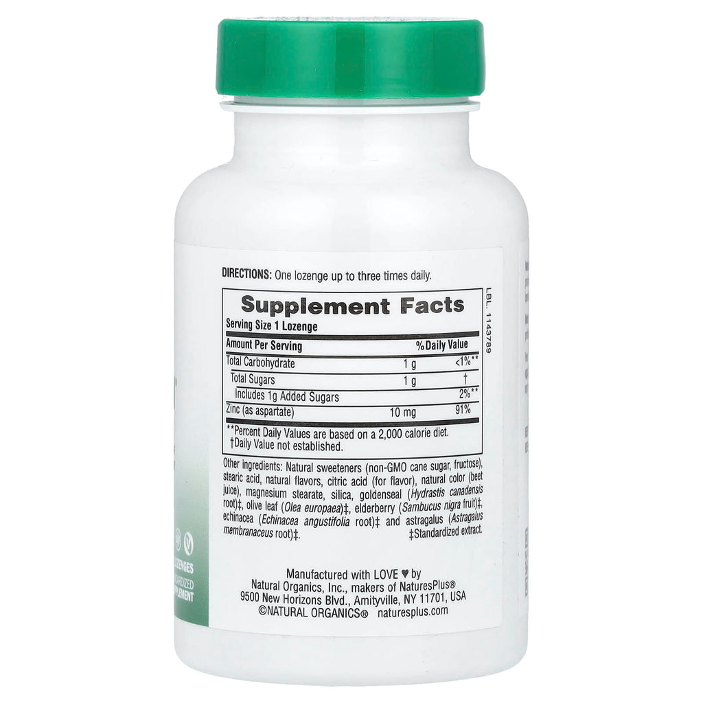NaturesPlus, Herbal Actives, ImmunActin®, Zinc Lozenges, Wild Cherry, 60 Lozenges