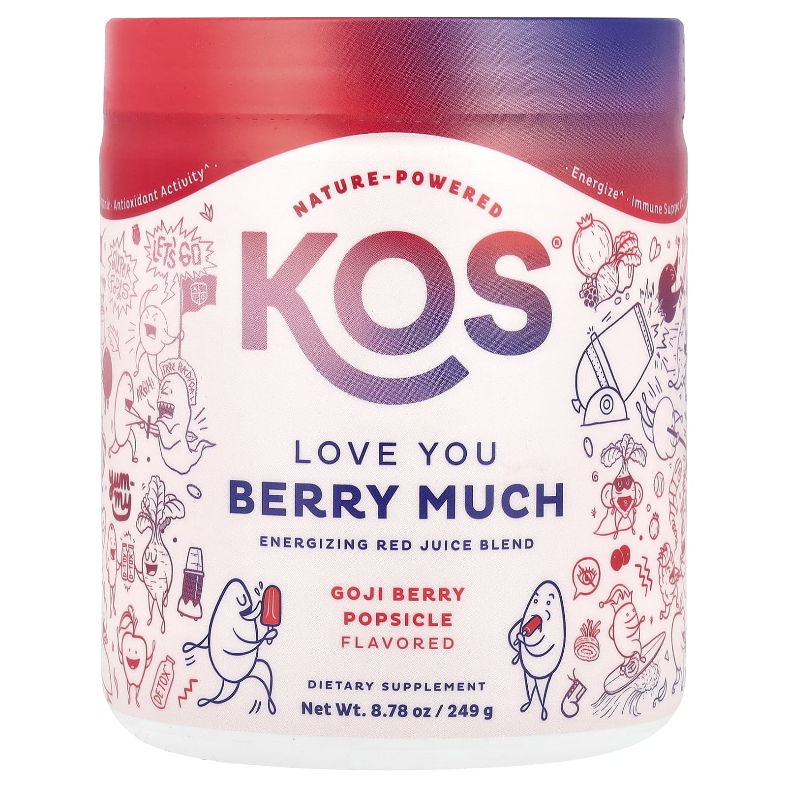 KOS, Love You Berry Much, Energizing Red Juice Blend, Goji Berry Popsicle, 8.78 oz (249 g)