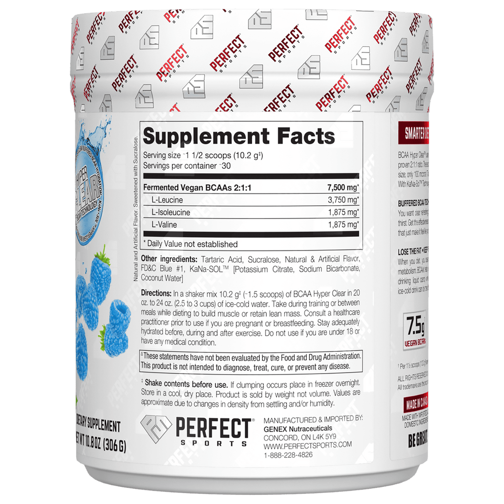 PERFECT Sports, BCAA Hyper Clear, Intense Blue Raspberry, 10.8 oz (306 g)