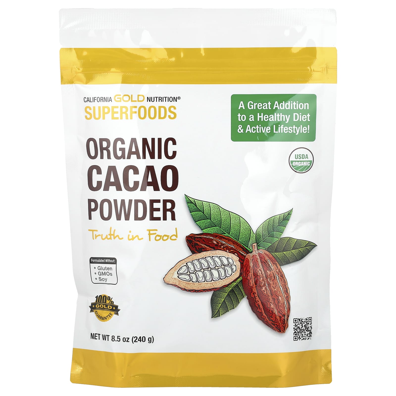California Gold Nutrition, Superfoods, Organic Cacao Powder, 8.5 oz (240 g)