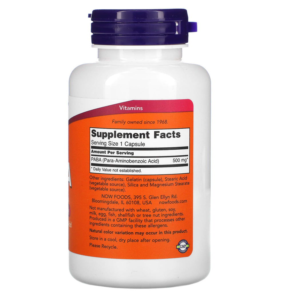 NOW Foods, PABA, 500 mg, 100 Capsules